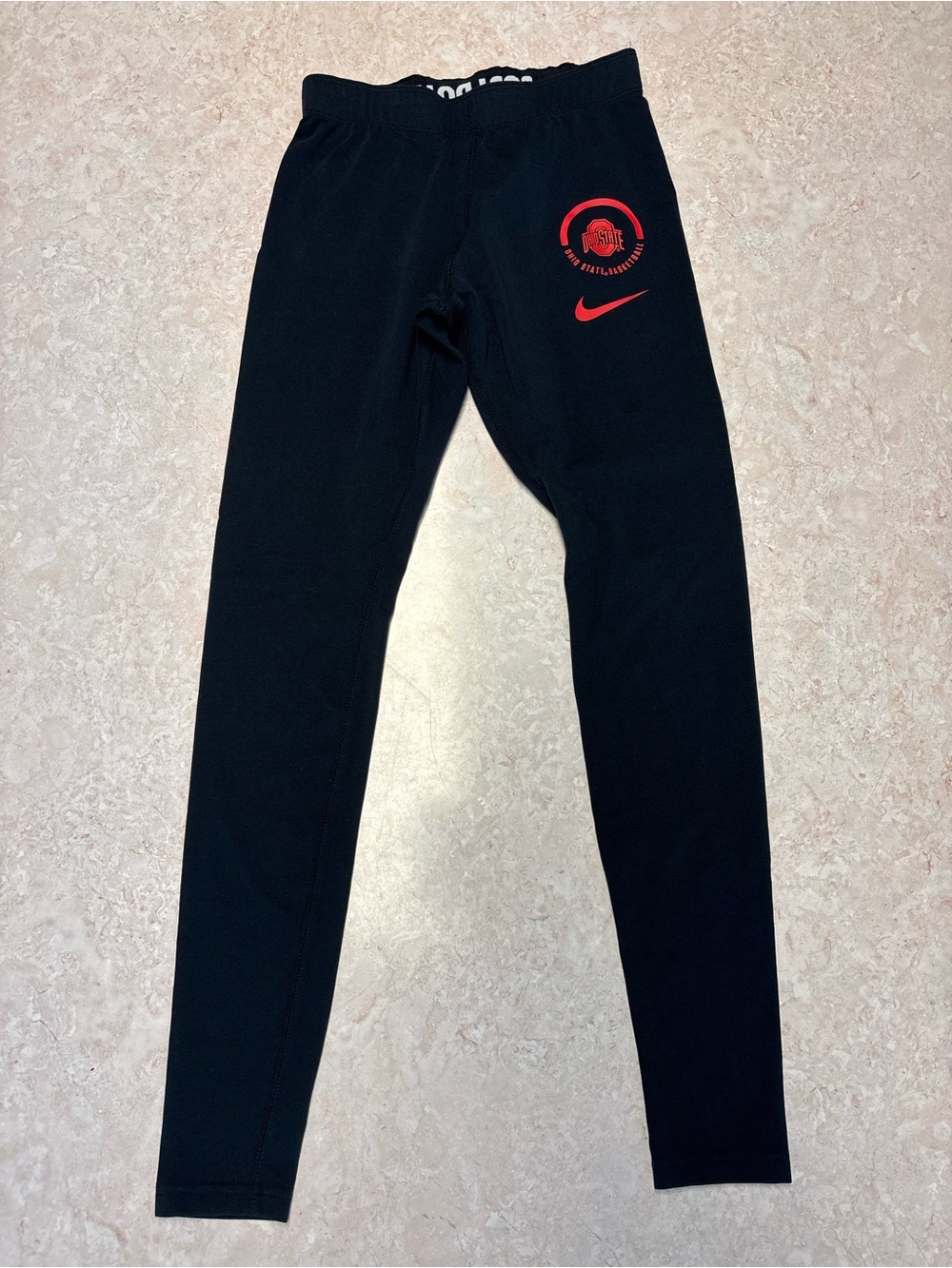 Nike Black Ohio State Basketball Leggings with Red Logos Size Small